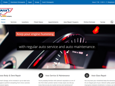 Lehman’s Garage<hr>responsive design<br>wordpress