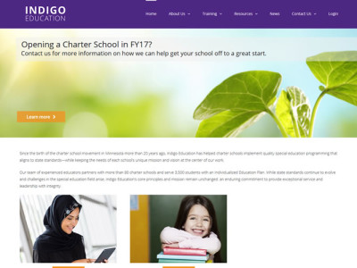 Indigo Education<hr>responsive design<br>wordpress