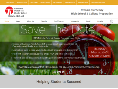 MTS Middle School<hr>responsive design<br>wordpress