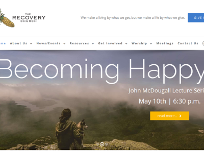 The Recovery Church<hr>responsive design<br>wordpress